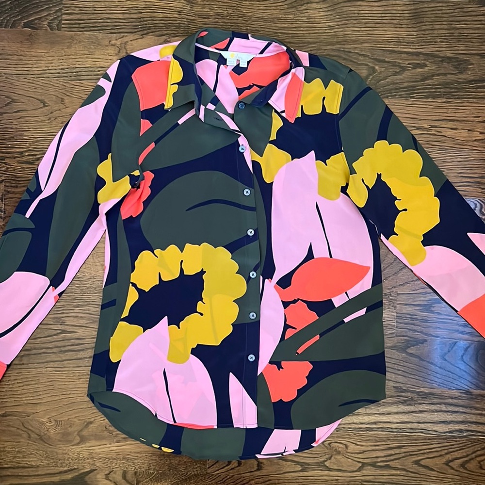 Boden Silk Button Front Blouse Size 6